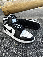 Кросівки Nike Air Jordan 1 (black/white), чоловічі брендові кросівки, чоловічі шкіряні молодіжні кросівки