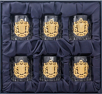 Подарочный набор из шести бокалов с накладками "Герб Украины" в подарочном футляре