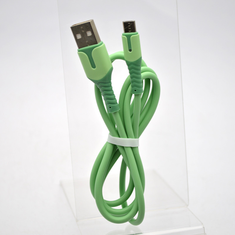Кабель ANSTY Z-027-A LED Micro USB 3A 1M Green, фото 2