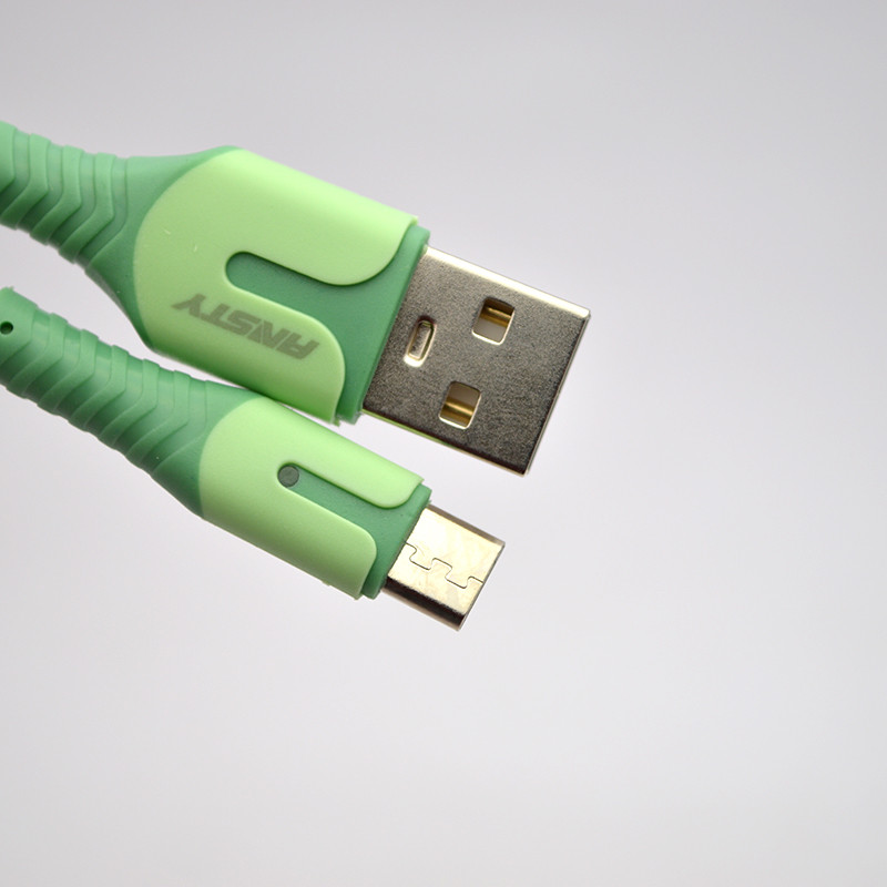 Кабель ANSTY Z-027-A LED Micro USB 3A 1M Green, фото 4