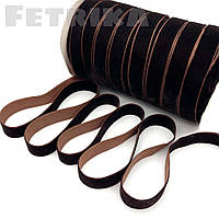 Оксамитова стрічка 1,5 см, темно-коричнева