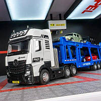 Модель 2-х рівневий трак для транспортування машин зі сплаву з 4-ма автомобілями, модель вантажного автомобіля