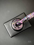 Гель-лак для нігтів Cosmo Glitter Дизайн з різнокольоровим гліттером різного розміру, 9 мл Різнокольоровий з фіолетовим №523