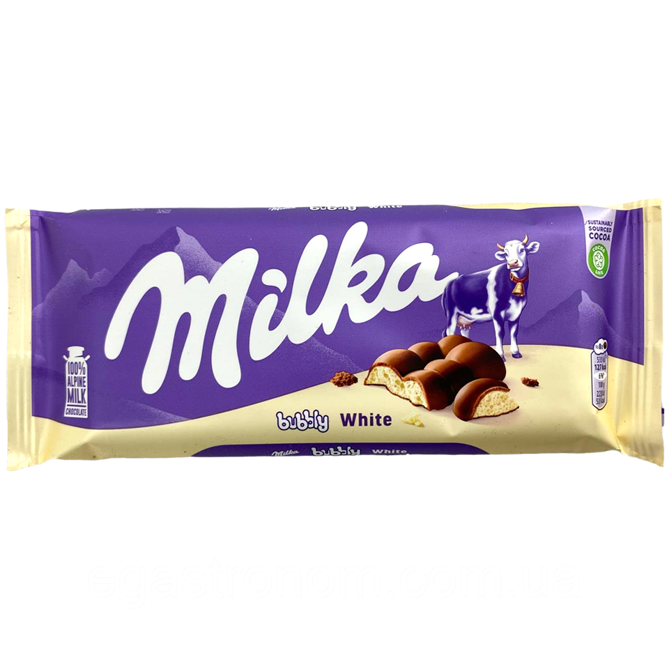 Шоколад з білими бульбашками Мілка Milka white bubbly 95g 15шт/ящ (Код: 00-00005955)