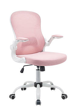 Рожево-біле поворотне крісло на колісах Інтарсіо CANDY з тканини з підлокітниками