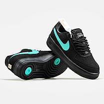 Жіночі кросівки Nike Air Force 1 Low Tiffany Black Mint Найк Аір Форс Тіффані чорні нубук демісезон, фото 3