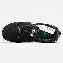 Жіночі кросівки Nike Air Force 1 Low Tiffany Black Mint Найк Аір Форс Тіффані чорні нубук демісезон, фото 5