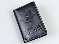 Обложка Волмас на удостоверение Национальная полиция Украины черная глянцевая (00-00013697)