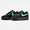 Чоловічі кросівки Nike Air Force 1 Low Tiffany Black Mint Найк Аір Форс Тіффані чорні нубук шкіра демісезон, фото 11