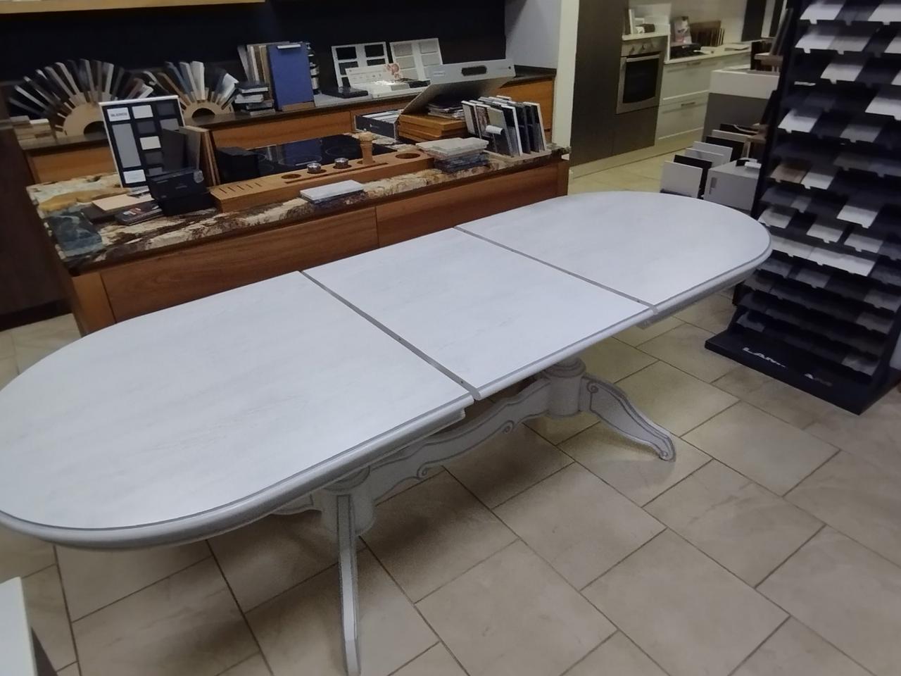 Стол из ясеня размером 1800*900 (600) мм, цвет белый с серебром патины, производство Lismaster. Распродажа - фото 5 - id-p2060441051