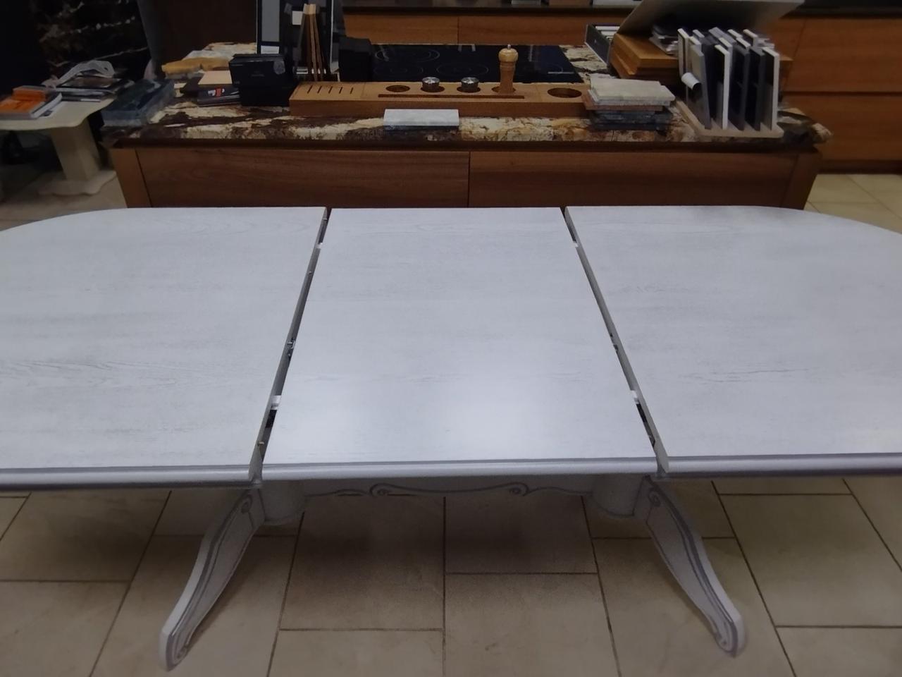Стол из ясеня размером 1800*900 (600) мм, цвет белый с серебром патины, производство Lismaster. Распродажа - фото 6 - id-p2060441051