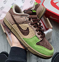 Мужские кроссовки Nike SB Dunk Low Kickshawaii brown Кеды Найк СБ Данк коричневые замш демисезон