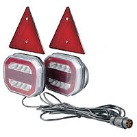 Ліхтарі на причіп задні світлодіодні KAMAR LED L2412-Z із дротом 7,5 м, вилкою 7 PIN та відбивачами