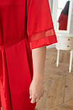 Жіночий яскравий халат із сіточкою батал Хк1092 Червоний, фото 2