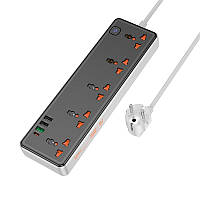 Подовжувач мережевий HOCO AC14A, 5 розеток, 3USB, Type-C, QC, 30W, чорний