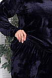 Піжама жіноча брючна з кофтою велюровий П1500 Т. Синій, фото 2