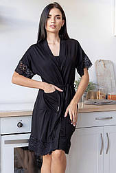 Жіночий віскозний халат Хч1201 Чорний