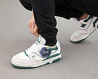 Женские кроссовки New Balance 550 White Green (бело-зеленые) классические спортивные кроссы Y14160