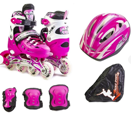 Багатофункціональний комплект ролики-коньки 2 в 1 Scale Sports PINK (Рожевий) розмір 29-33, фото 1