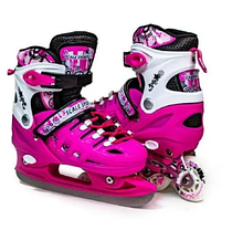 Багатофункціональний комплект ролики-коньки 2 в 1 Scale Sports PINK (Рожевий) розмір 29-33, фото 3