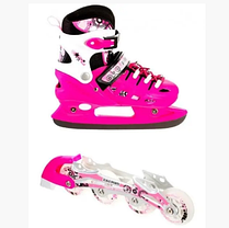Багатофункціональний комплект ролики-коньки 2 в 1 Scale Sports PINK (Рожевий) розмір 29-33, фото 6