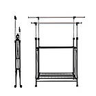 Стійка для одягу подвійна розкладна з полицями, фото 2