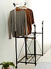 Стійка для одягу подвійна розкладна з полицями, фото 4