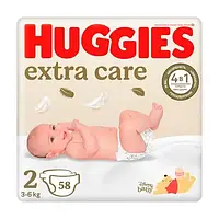 Huggies Extra Care (хаггис экстра кеа) детские подгузники № 2 (3-6 кг) Jumbo, 58 шт