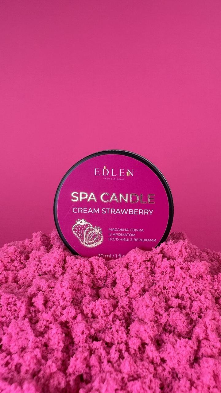 Масажна свічка Edlen Cream Strawberry для SPA-процедур після манікюру, крем полуниця, 30 г, фото 1