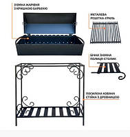 Мангал барбекю с дровницей, мангал-барбекю с дровницей на 12 шампуров 3мм