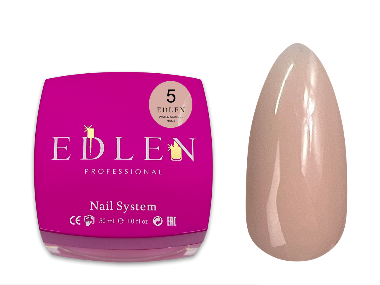 Рідкий гель для зміцнення та моделювання нігтя Edlen Water Acrygel Nude №05 світло-бежевий, 30 мл