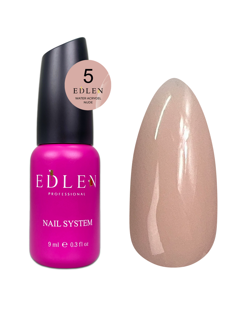 Рідкий гель для зміцнення та моделювання нігтя Edlen Water Acrygel Nude No05 світлий беж, 9 мл, фото 1