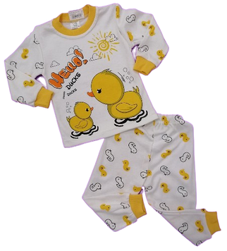 Піжама дитяча на зріст 74 см Жовта з білим (702)