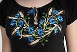Жіноча вишита футболка з широкою горловиною "Волошки та колосся", фото 8