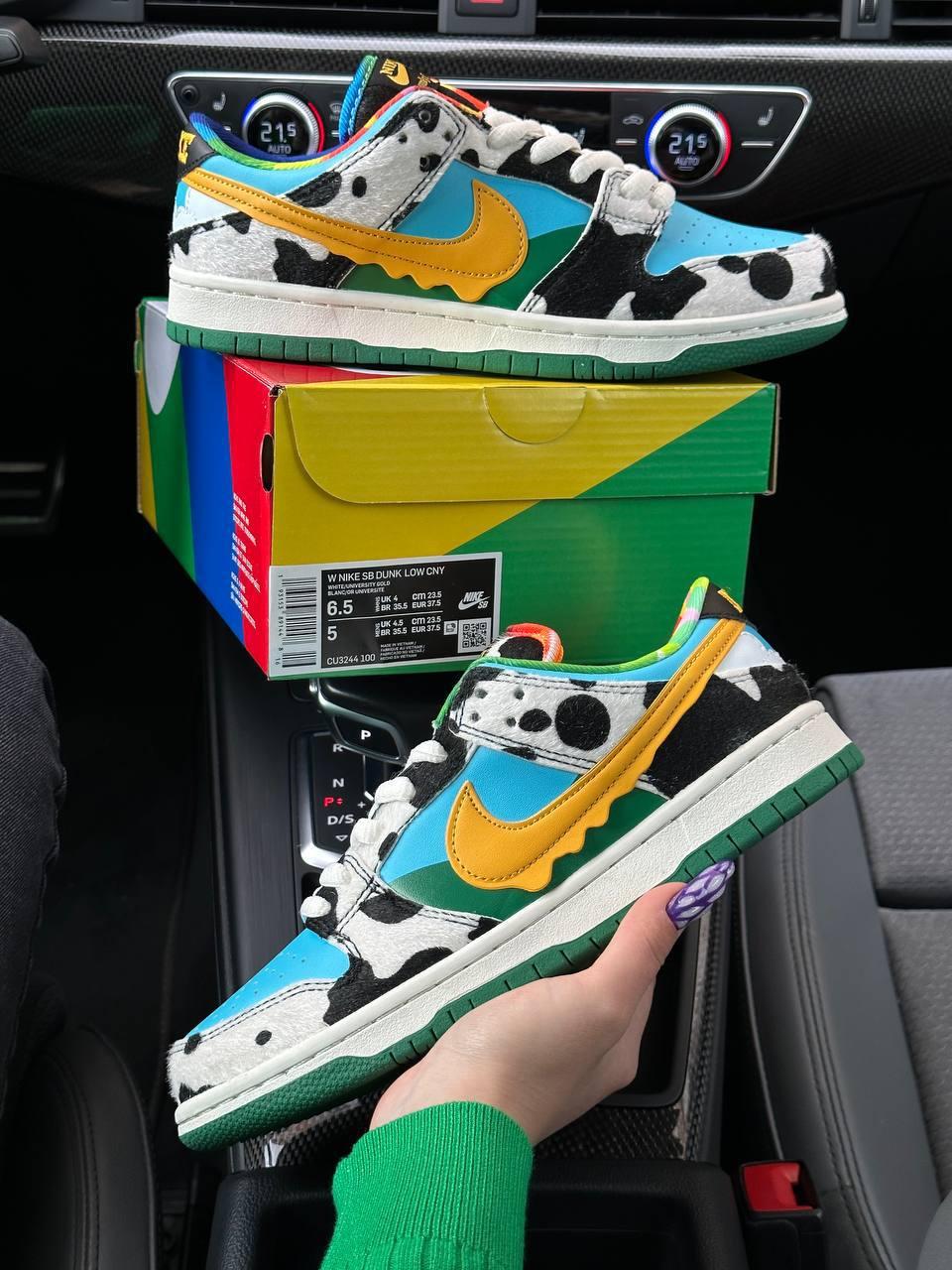 Жіночі кросівки Nike SB Dunk Low Ben & Jerry‘s Chunky Dunky (Блакитні) Взуття Найк СБ Данк Лоу шкіра текстиль демісезон, фото 1