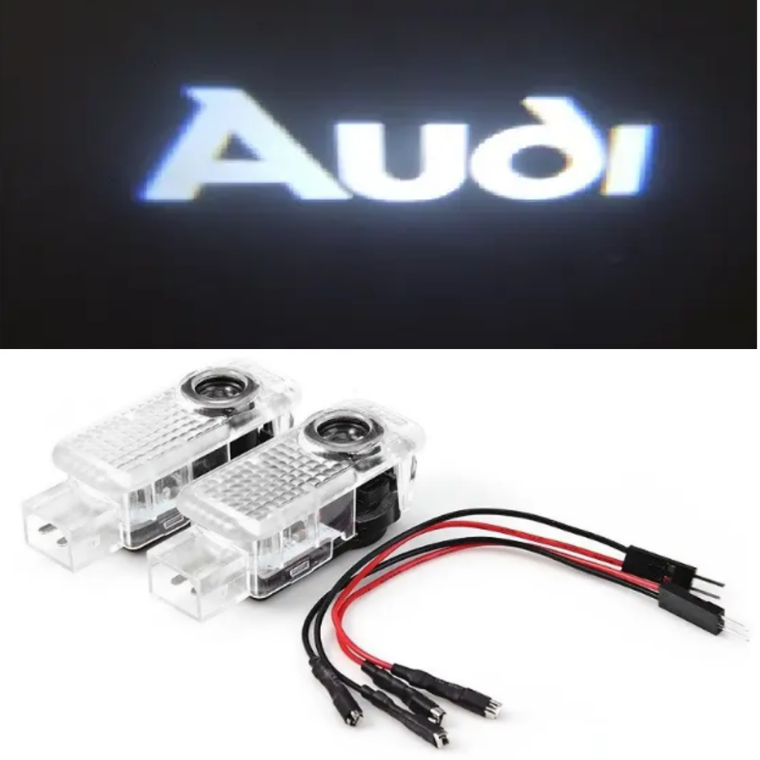 Підсвічування дверей з логотипом авто Audi (Ауді). Підсвічування в двері led