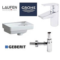 Мініумивальник правий 360х250 Laufen + змішувач Grohe + сифон