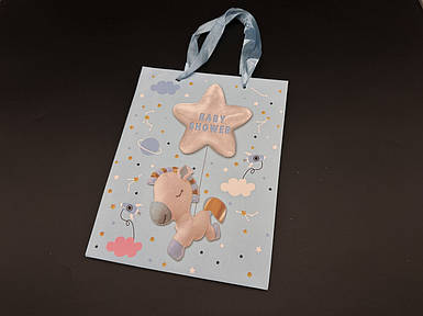 Подарунковий пакет. BABY SHOWER.   18х23х8см