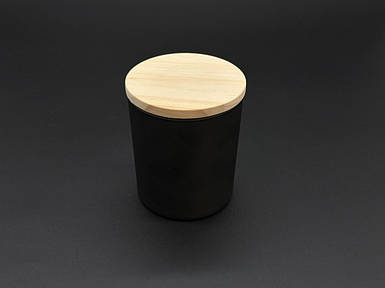 Скляна банка для свічок з дерев'яною кришкою 85х65мм