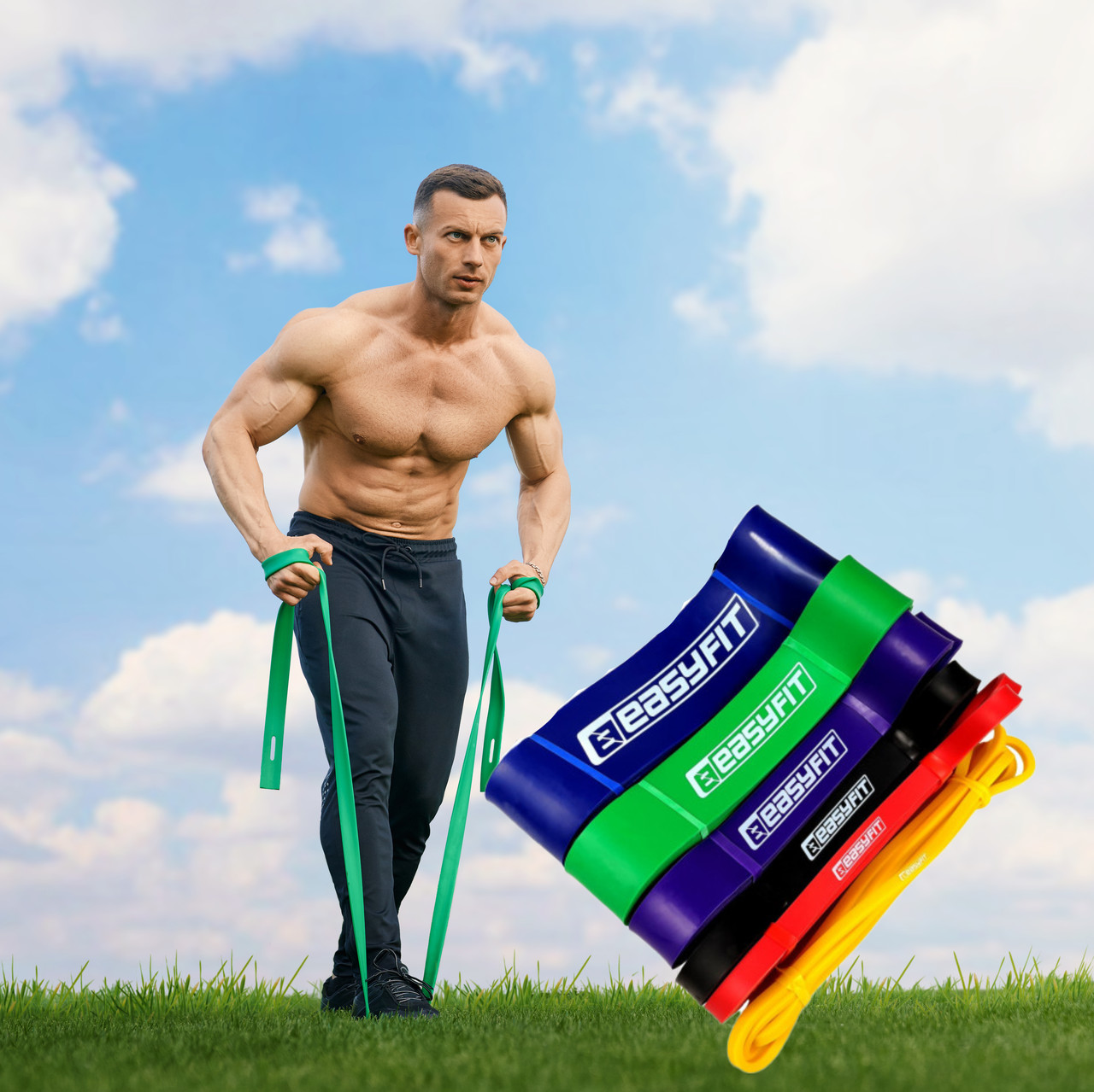 Гумові петлі EasyFit: набір 1-110 кг (6 шт.), Набір гумових петель для фітнесу 4 шт., гумки для турніка