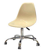 Рабочий стул Nik Office Блеск хромированная крестовина с колесиками, сиденье пластик рояльный глянец Молочный 100