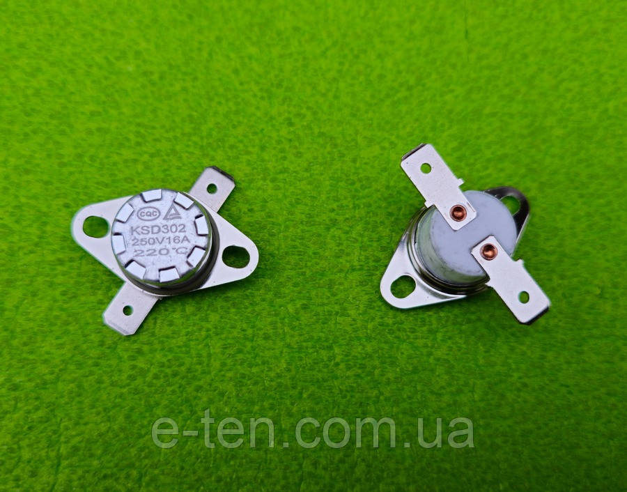 Термостат-відсікач захисний (термореле) KSD302 / Тmax=220°С / 16А / 250V (головка Ø15мм), фото 1