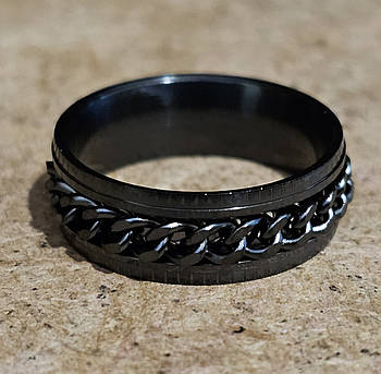 Кільце З ланцюжком (чорний колір) (rnc-003), Размер (диаметр, мм) Размер 19
