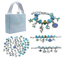 Набор для создания браслетов Pandora THE BEST GOLD(Blue) с подвесками Shoper Набір для створення браслетів