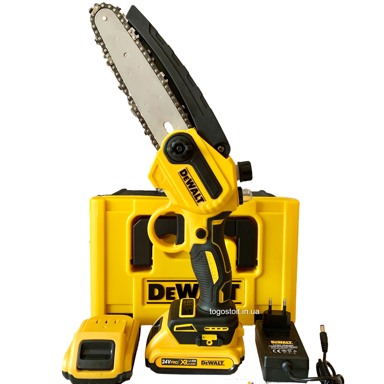 Акумуляторна мініпила DeWalt DCM160N безщіткова (24V, 4A шина 15 см) з автоматичним змащенням ланцюга