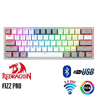 Беспроводная Игровая Клавиатура REDRAGON Fizz K616 Pro RGB Бело-серая