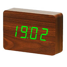 Смарт-будильник з термометром «BRICK» Gingko (Великобританія), горіх