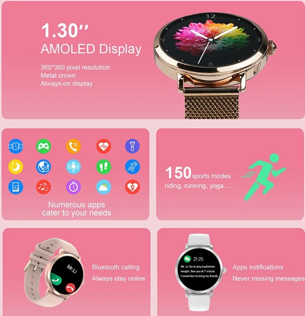 Умные женские часы смарт Uwatch DTS Pink Shoper Розумний жіночий годинник смарт Uwatch DTS Pink - фото 4 - id-p2060532578