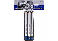 Набор графитных карандашей Marco Chroma 6 штук НB, B, 2B, 4B, 6B, 8B в металлическом кейсе (1015-6TN)