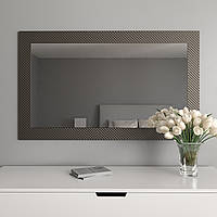 Зеркало в раме на стену 156х56 Серо-коричневое Black Mirror в комнату гостиную зал